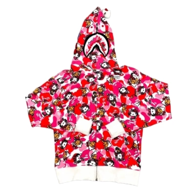 BAPE Zip Hoodie Panda KT Dark Pink/Green 01