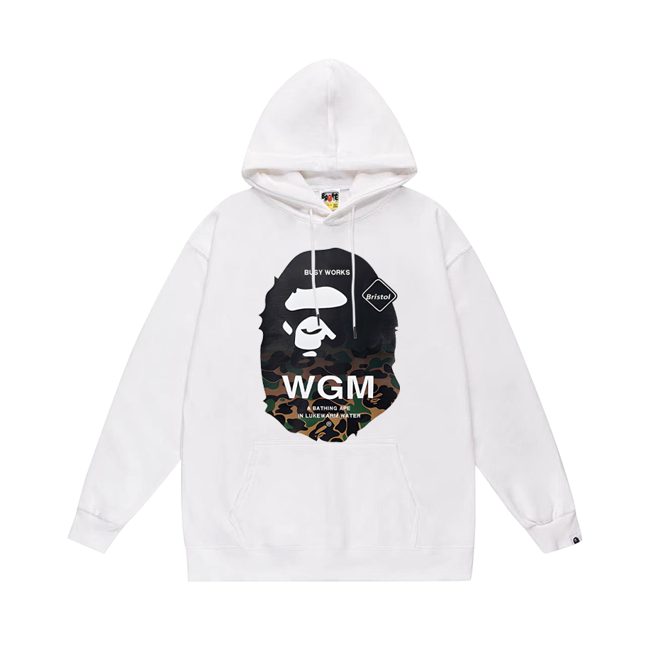 BAPE x F.C. Real Bristol WGM Ape Head Pullover Hoodie Black/White/Gray