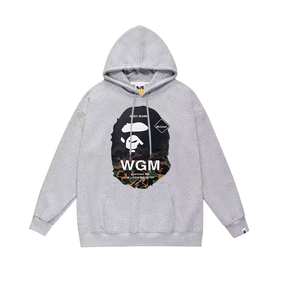 BAPE x F.C. Real Bristol WGM Ape Head Pullover Hoodie Black/White/Gray
