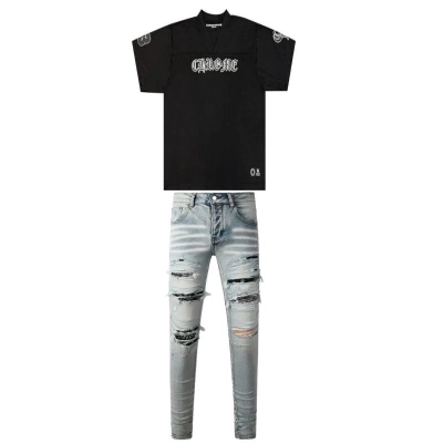 Chrome Hearts Mesh Stadium Football Jersey 'Black'+Amiri Jeans PK 8935 01