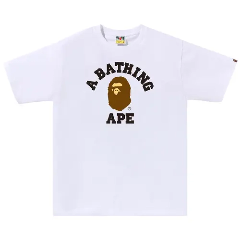 BAPE College Tee White+Purple Brand Fashion Men Jeans YZ072417