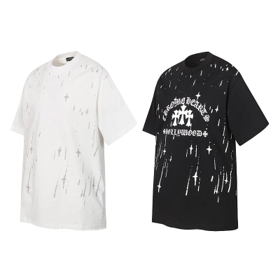 Chrome Hearts 25SS Meteor Shower Cross Short Sleeve T-Shirt Black/White 01