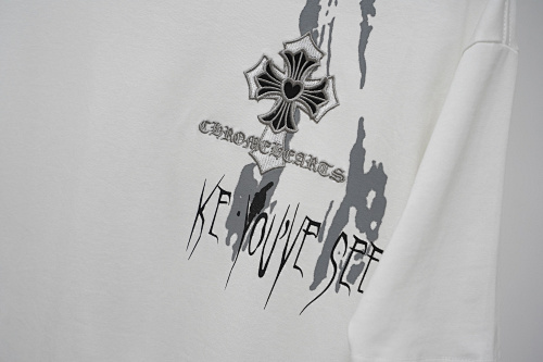 Chrome Hearts  Triple Cross Horseshoe Splatter Short Sleeve T-Shirt Black/White