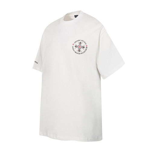 Chrome Hearts Red Ornate Cross Circle Short Sleeve T-Shirt Black/White