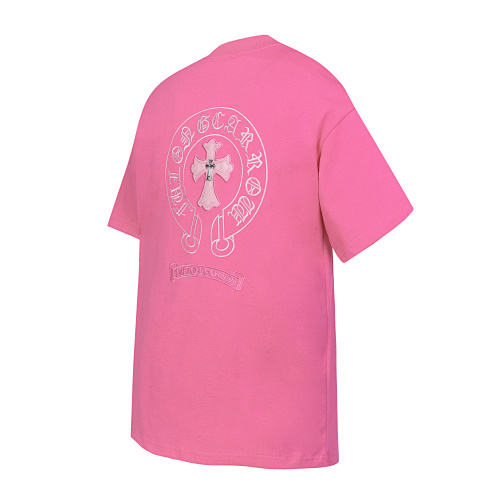 Chrome Hearts Triple Cross Embroidered  T-Shirt Black/White/Pink