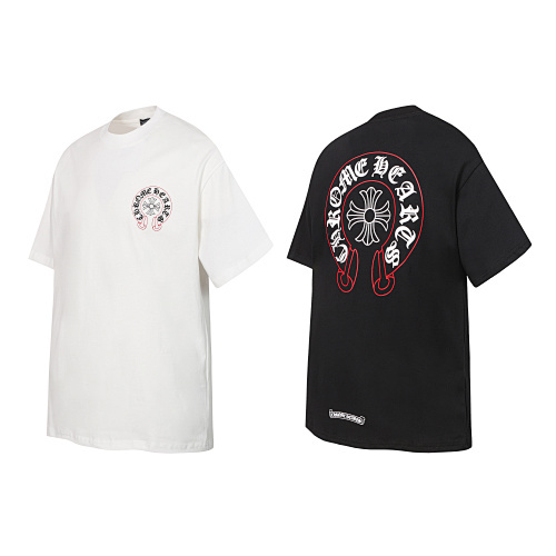 Chrome Hearts Horseshoe Straight Cross T-Shirt Black/White