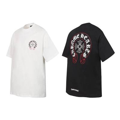 Chrome Hearts Horseshoe Straight Cross T-Shirt Black/White 01