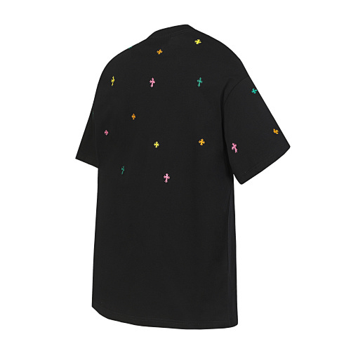  Chrome Hearts All Over Colorful Crosses Embroidered T-Shirt Black/White