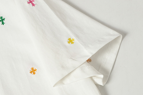  Chrome Hearts All Over Colorful Crosses Embroidered T-Shirt Black/White