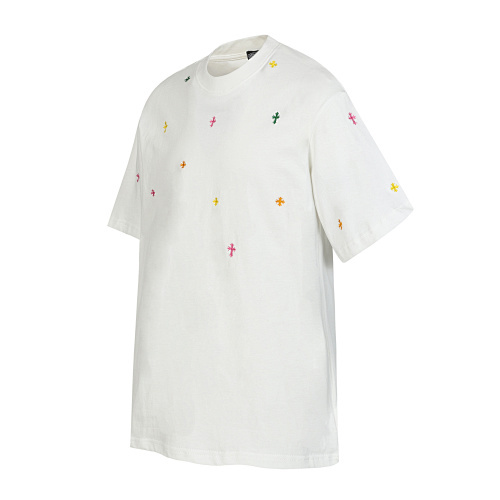  Chrome Hearts All Over Colorful Crosses Embroidered T-Shirt Black/White