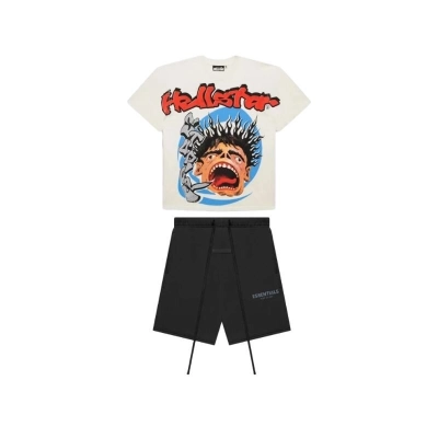 Hellstar Studios Screaming Kid T-shirt White + Fear of God Essentials Shorts (SS21) Black/Stretch Limo 01