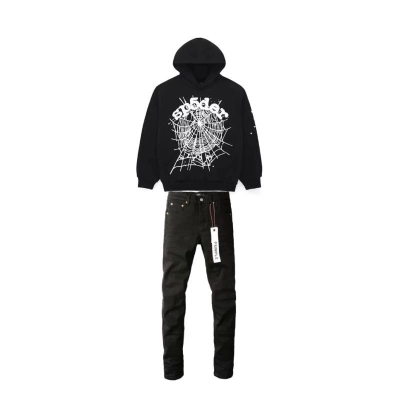 Spider Worldwide BLACK OG WEB HOODIE + Purple Brand Fashion Men Jeans 4 01