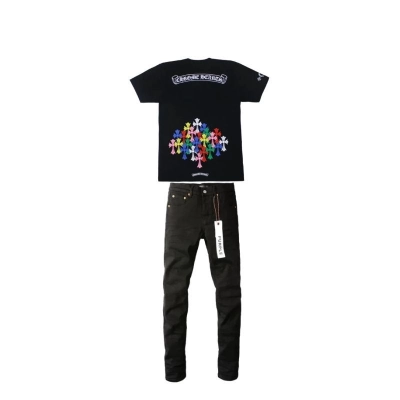 Chrome Hearts Multi Color Cross T-shirt Black+Purple Brand Fashion Men Jeans 4 01