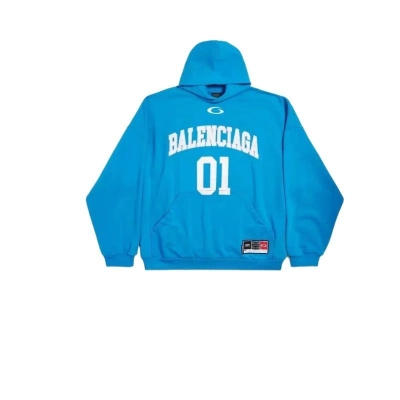 Balenciaga Basketball Series - Hoodie Large Fit in washed blue archetype fleece 01