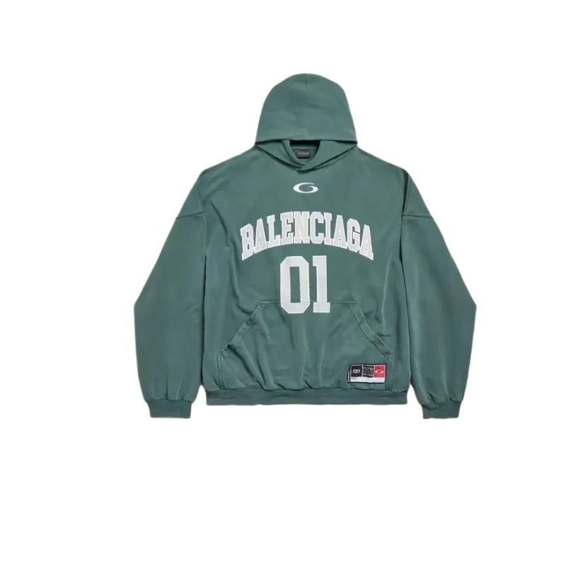 Balenciaga Basketball Series - Hoodie Large Fit in washed green archetype fleece