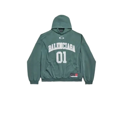 Balenciaga Basketball Series - Hoodie Large Fit in washed green archetype fleece 01