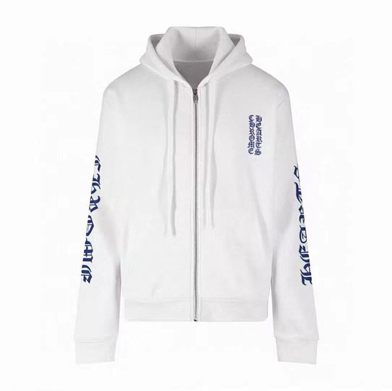 Chrome Hearts Blue Sanskrit Sleeve Zip Hoodie-79#