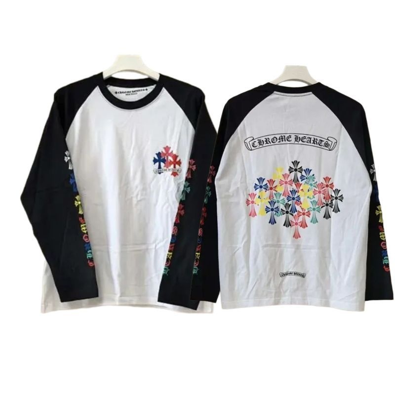 Chrome Hearts Multi Color Cross Raglan Long Sleeve T-Shirt-94#