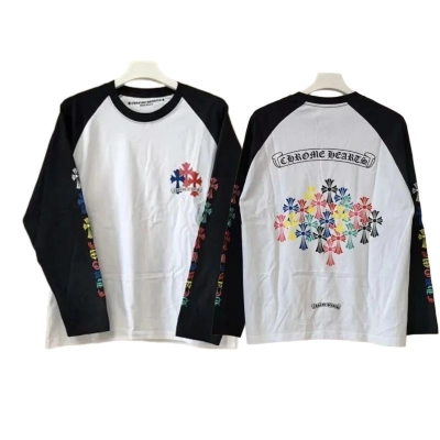 Chrome Hearts Multi Color Cross Raglan Long Sleeve T-Shirt-94# 01