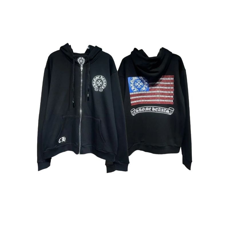 Chrome Hearts American Flag Zip Up Hoodie-57#