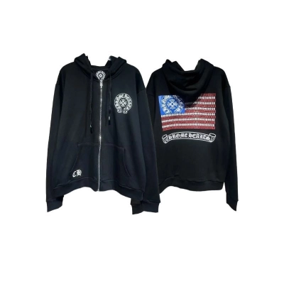 Chrome Hearts American Flag Zip Up Hoodie-57# 01