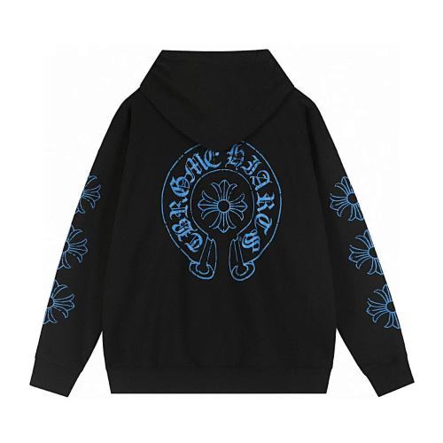 Chrome Hearts Blue Horseshoe Cross Zip Up Hoodie-66#
