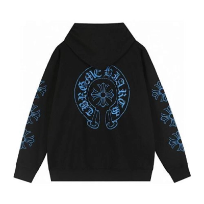Chrome Hearts Blue Horseshoe Cross Zip Up Hoodie-66# 02
