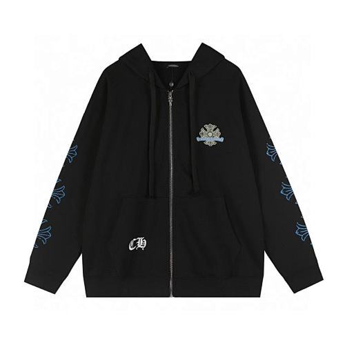 Chrome Hearts Blue Horseshoe Cross Zip Up Hoodie-66#