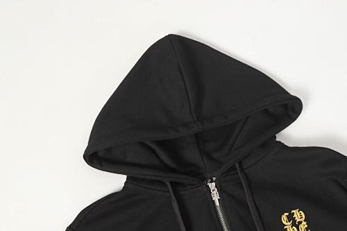 Chrome Hearts Gold Vertical Cross Zip Up Hoodie-58#