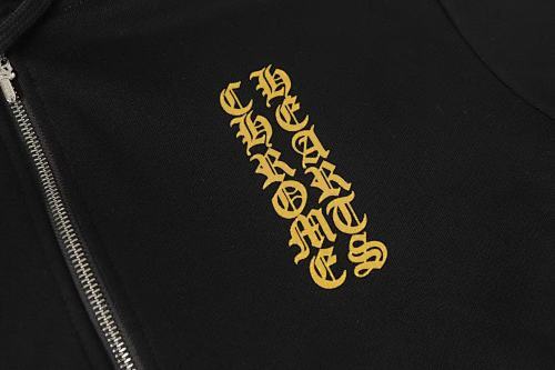 Chrome Hearts Gold Vertical Cross Zip Up Hoodie-58#