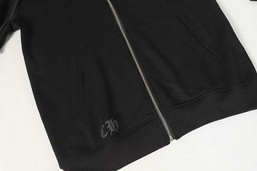 Chrome Hearts Gold Vertical Cross Zip Up Hoodie-58#