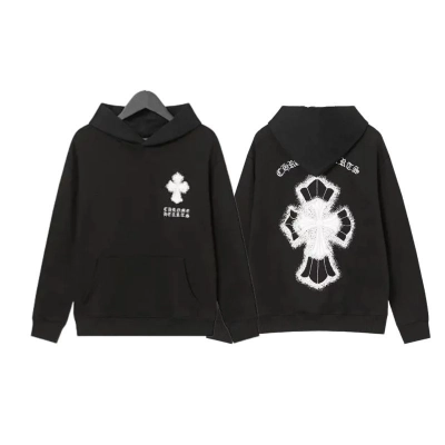 Chrome Hearts Fuzzy Cross Pullover Hoodie-76# 01