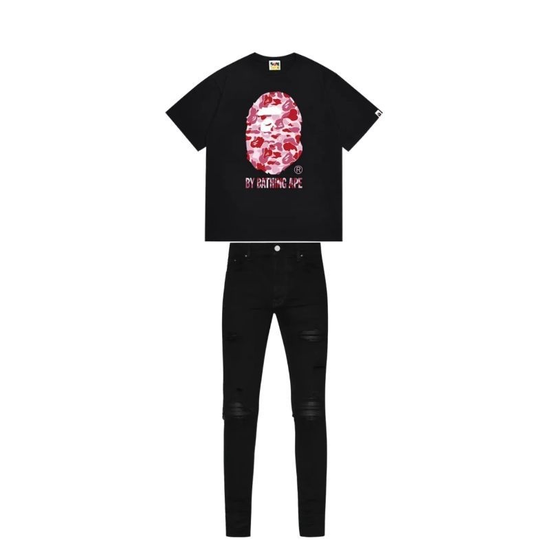 BAPE T-Shirt -#075+Amiri Black MX1 Jeans