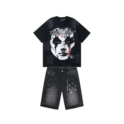 Hellstar T-Shirt-6710#+Purple Brand Denim Shorts PK505 01