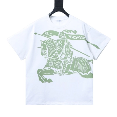 Burberry Equestrian Knight Design Cotton T-Shirt Black/White 02