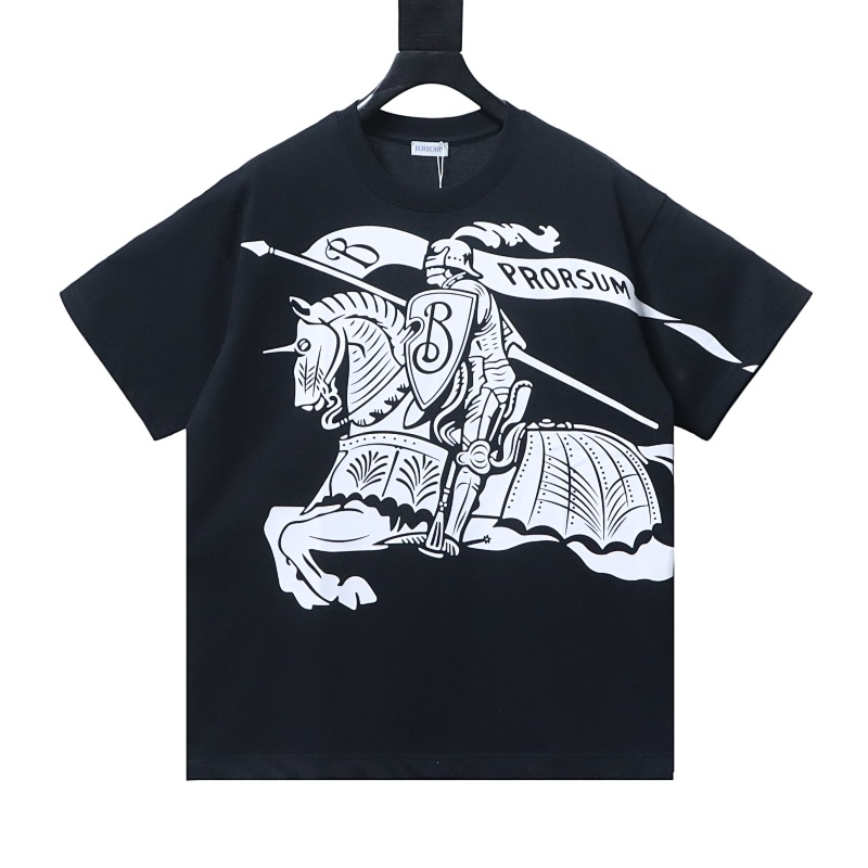 Burberry Equestrian Knight Design Cotton T-Shirt Black/White