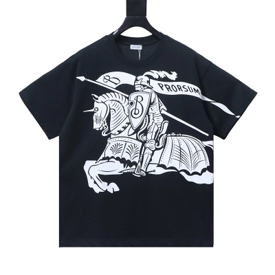 Burberry Equestrian Knight Design Cotton T-Shirt Black/White 01