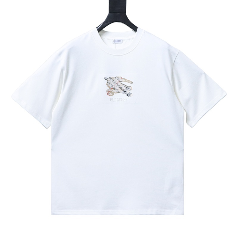 Burberry Equestrian Knight Design Check Cotton T-Shirt Black/White