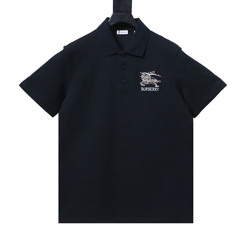 Burberry Equestrian Knight Cotton Piqué Polo Shirt Black/White