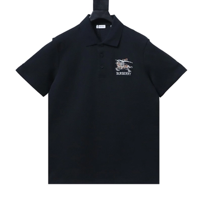 Burberry Equestrian Knight Cotton Piqué Polo Shirt Black/White 01