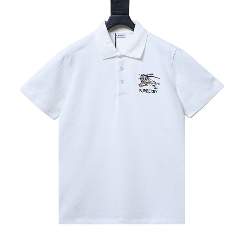 Burberry Equestrian Knight Cotton Piqué Polo Shirt Black/White