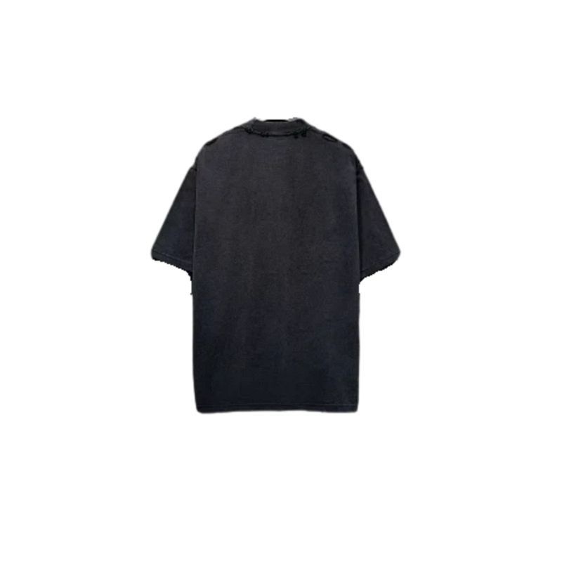 Balenciaga Safety Pin Logo Distressed Oversized T-Shirt -5176#