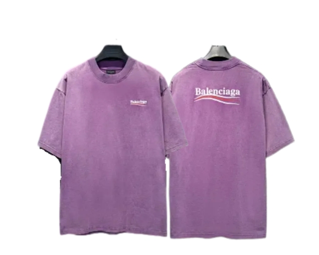 Balenciaga Political Campaign Faded Purple T-Shirt -5172#