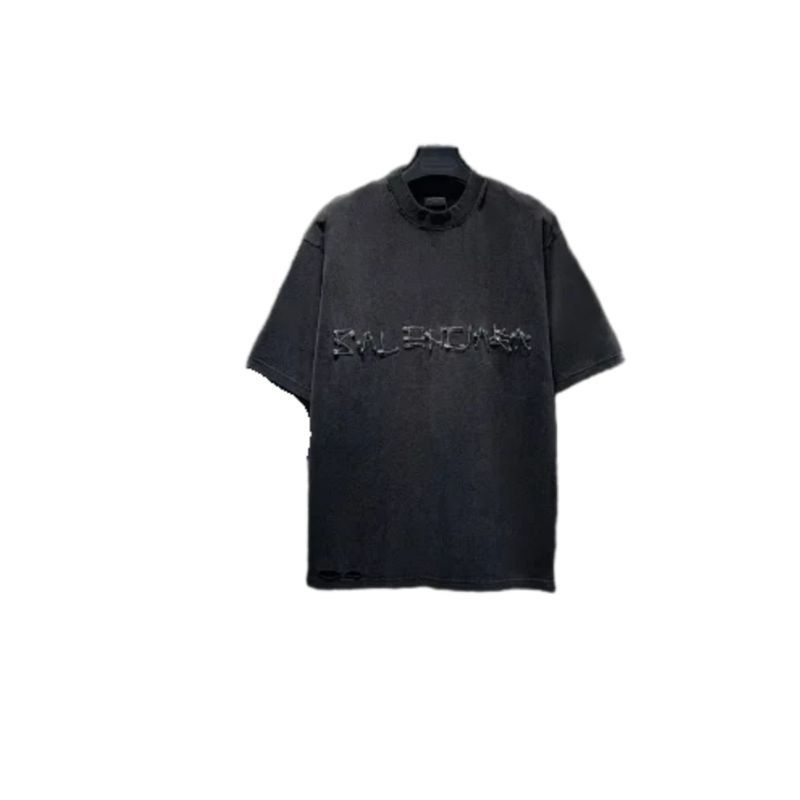Balenciaga Safety Pin Logo Distressed Oversized T-Shirt -5176#