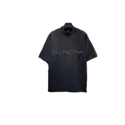 Balenciaga Safety Pin Logo Distressed Oversized T-Shirt -5176# 01