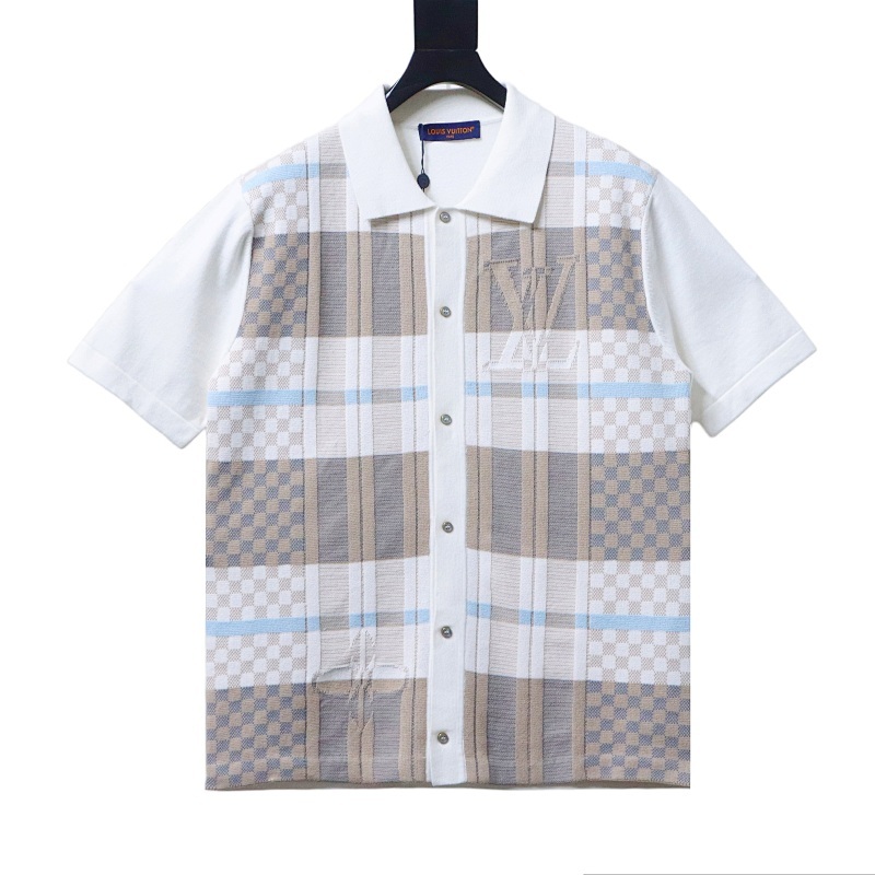 Louis Vuitton Checkered Jacquard Graphic Knit Polo Shirt