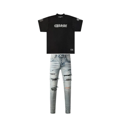Chrome Hearts Mesh Stadium Football Jersey 'Black'+Amiri Jeans PK 8935 01