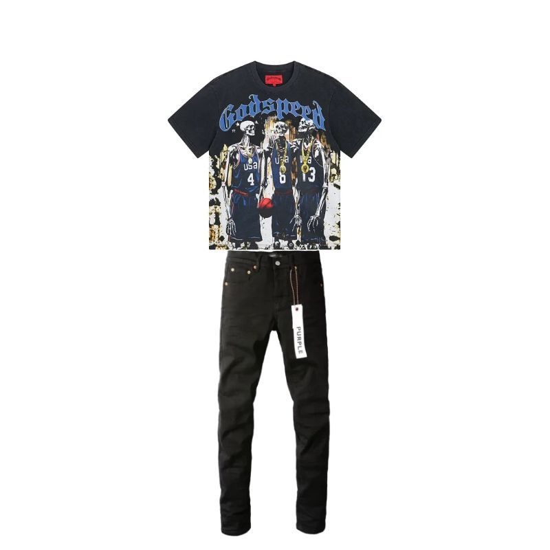 Godspeed Dream Team Tee #1023 Grey Wash+Purple Brand Fashion Men Jeans 4