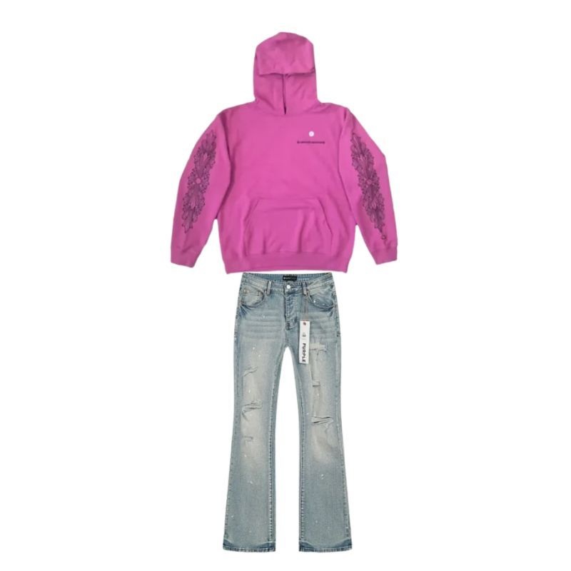 Chrome Hearts Matty Boy Spider Web Hoodie+Purple Brand Jeans -172#