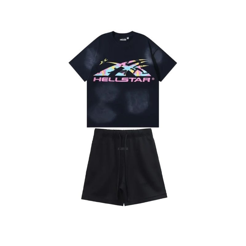 Hellstar T-Shirt -6793#+Fear of God Essentials Shorts